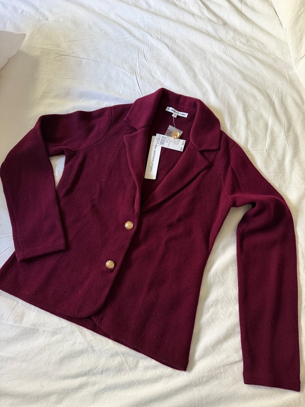 Cashmere Burgundy Blazer with Gold Buttons